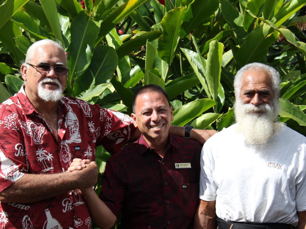 Mr. Chris Gampon with Po'o Rupert Rowe and Billy Kaohelauliʻi.